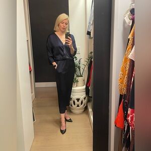 Club Monaco Blue Satin Jumpsuit